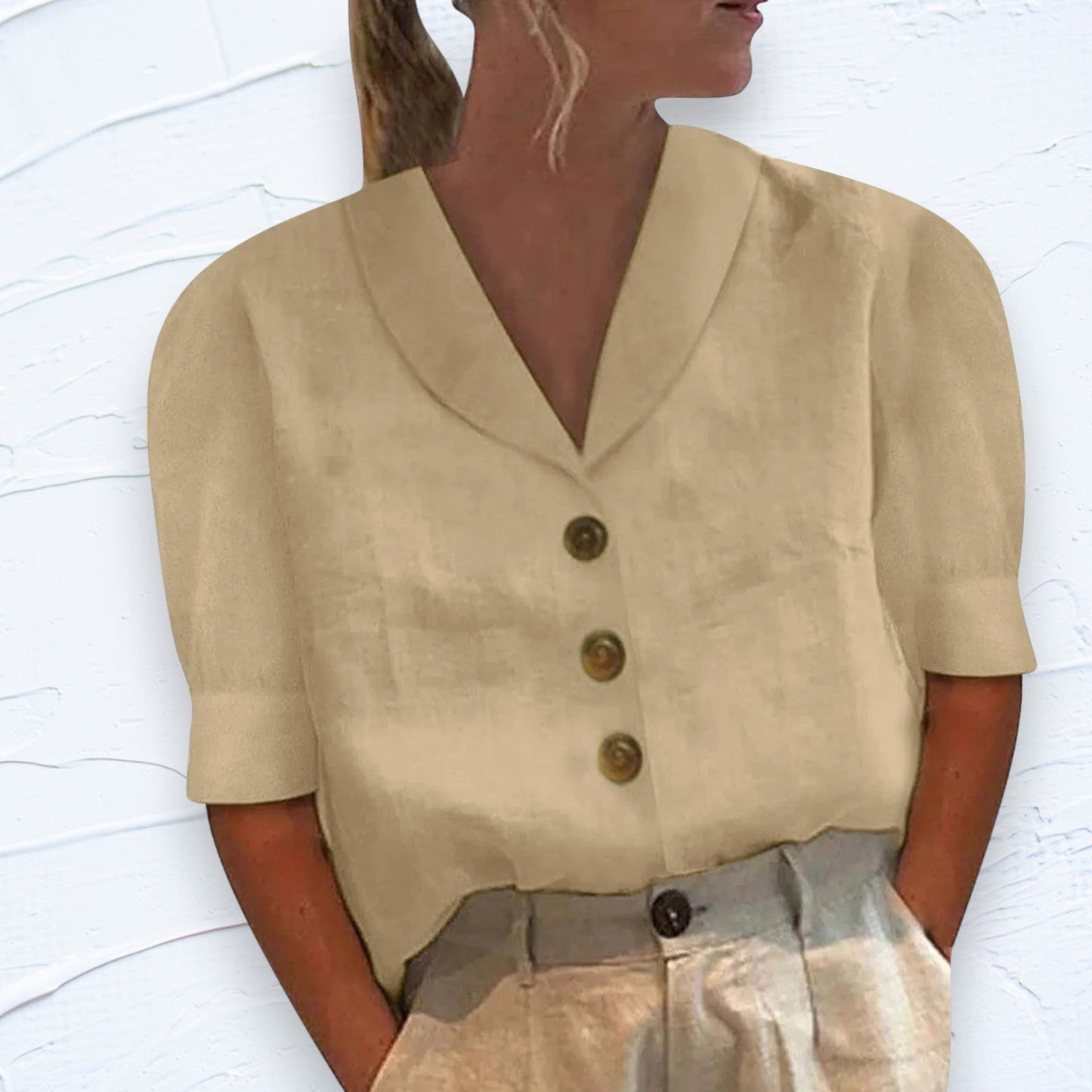 Top col et boutons - Hanane - Little Paris