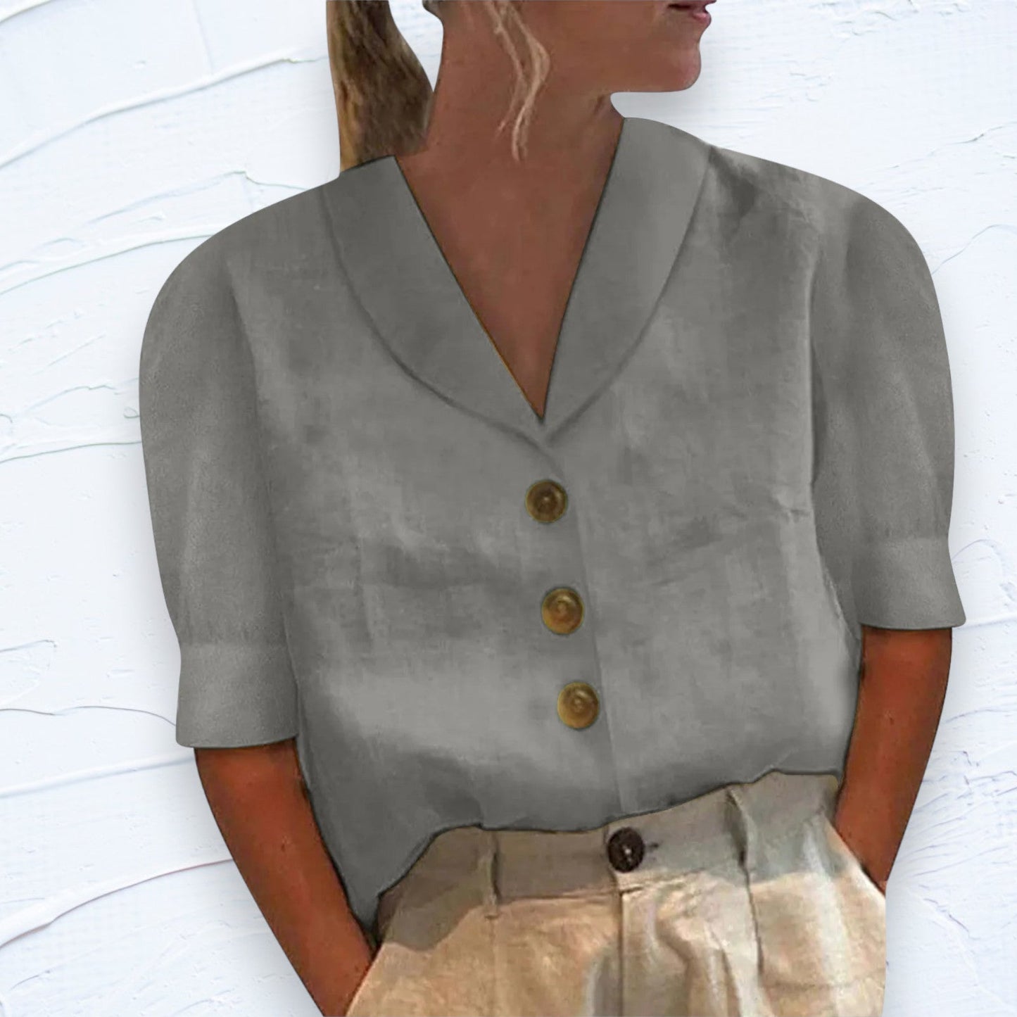 Top col et boutons - Hanane - Little Paris