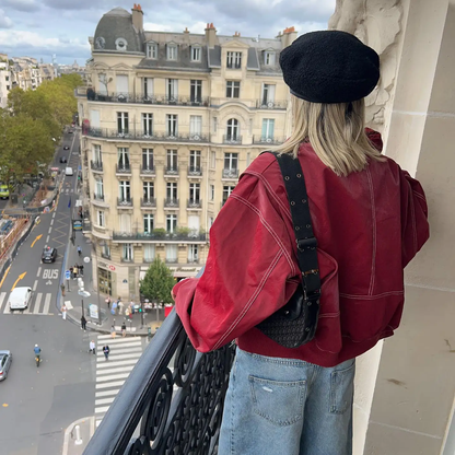 Blouson bomber en cuir - Cherie - Little Paris