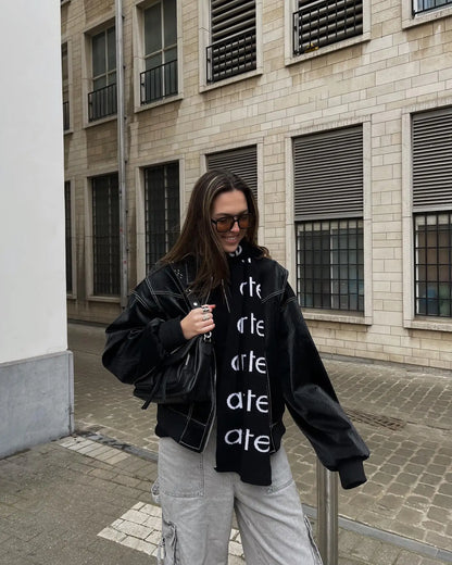 Blouson bomber en cuir - Cherie - Little Paris