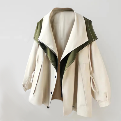 Veste oversize bicolore avec grand col drapé - Jeniffer - Little Paris