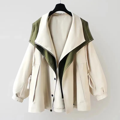 Veste oversize bicolore avec grand col drapé - Jeniffer - Little Paris