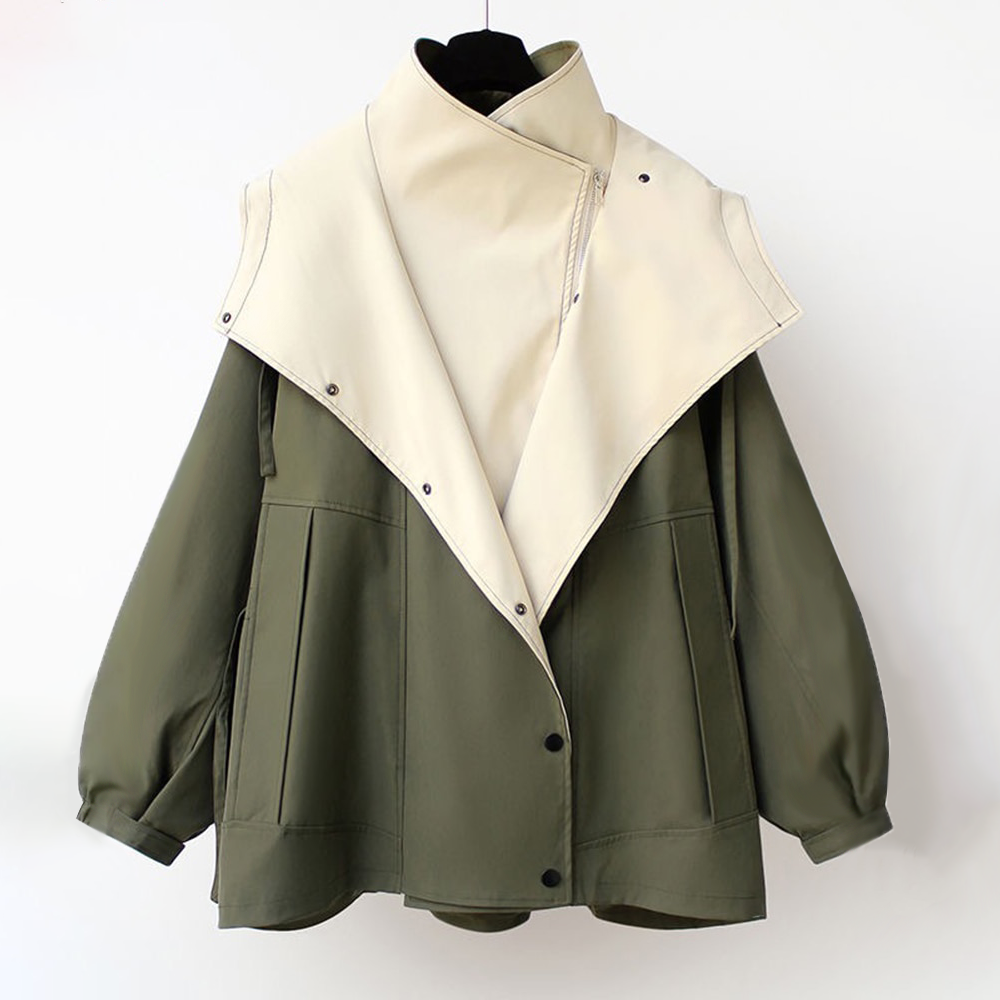 Veste oversize bicolore avec grand col drapé - Jeniffer - Little Paris