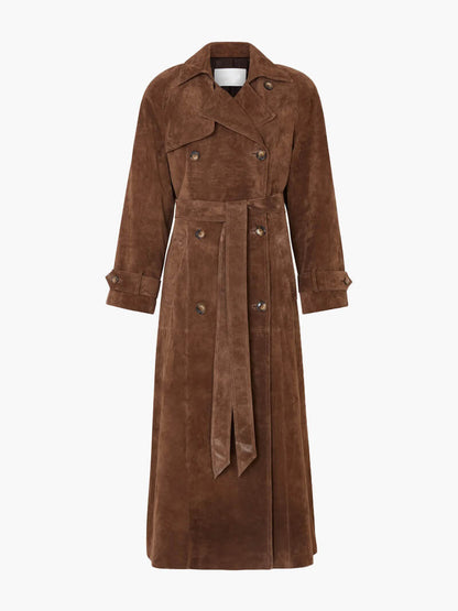 Trench‑coat Long Ceinturé en Suède – Amani - Little Paris