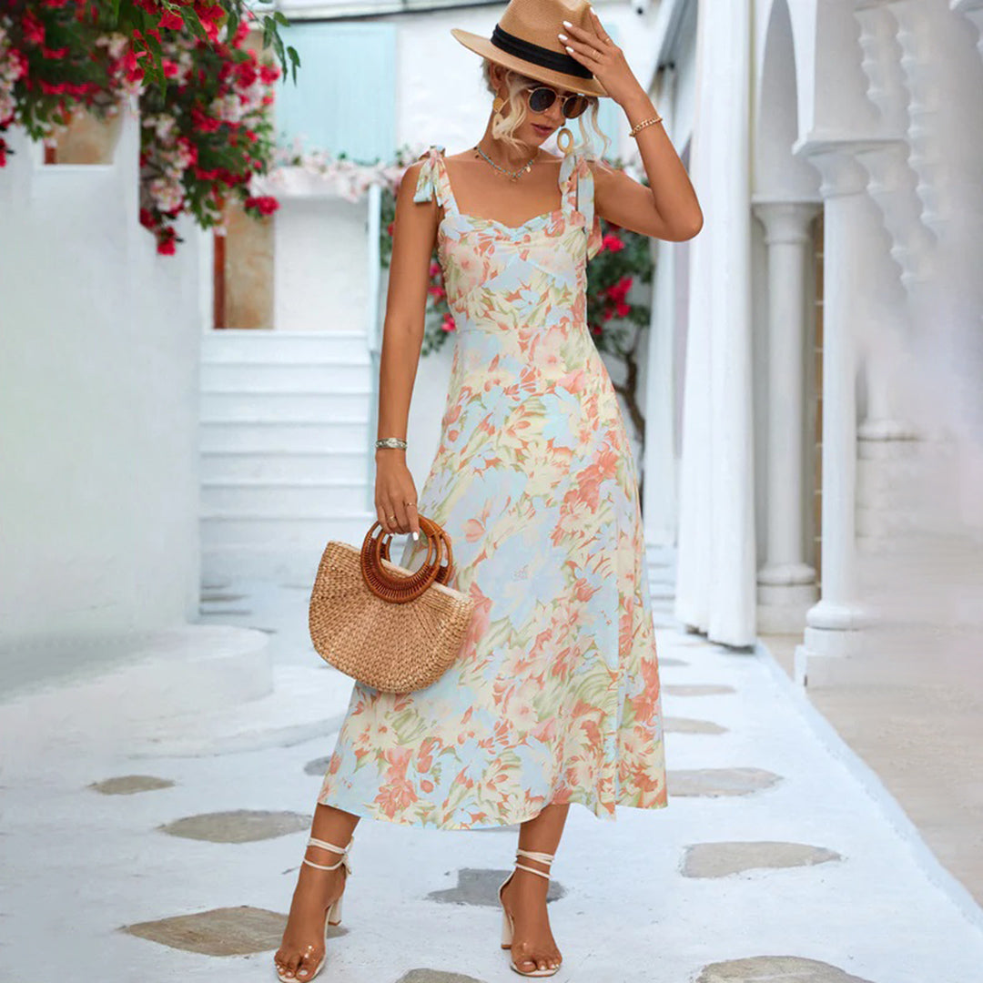 Robe mi-longue à fleurs - Robin - Little Paris