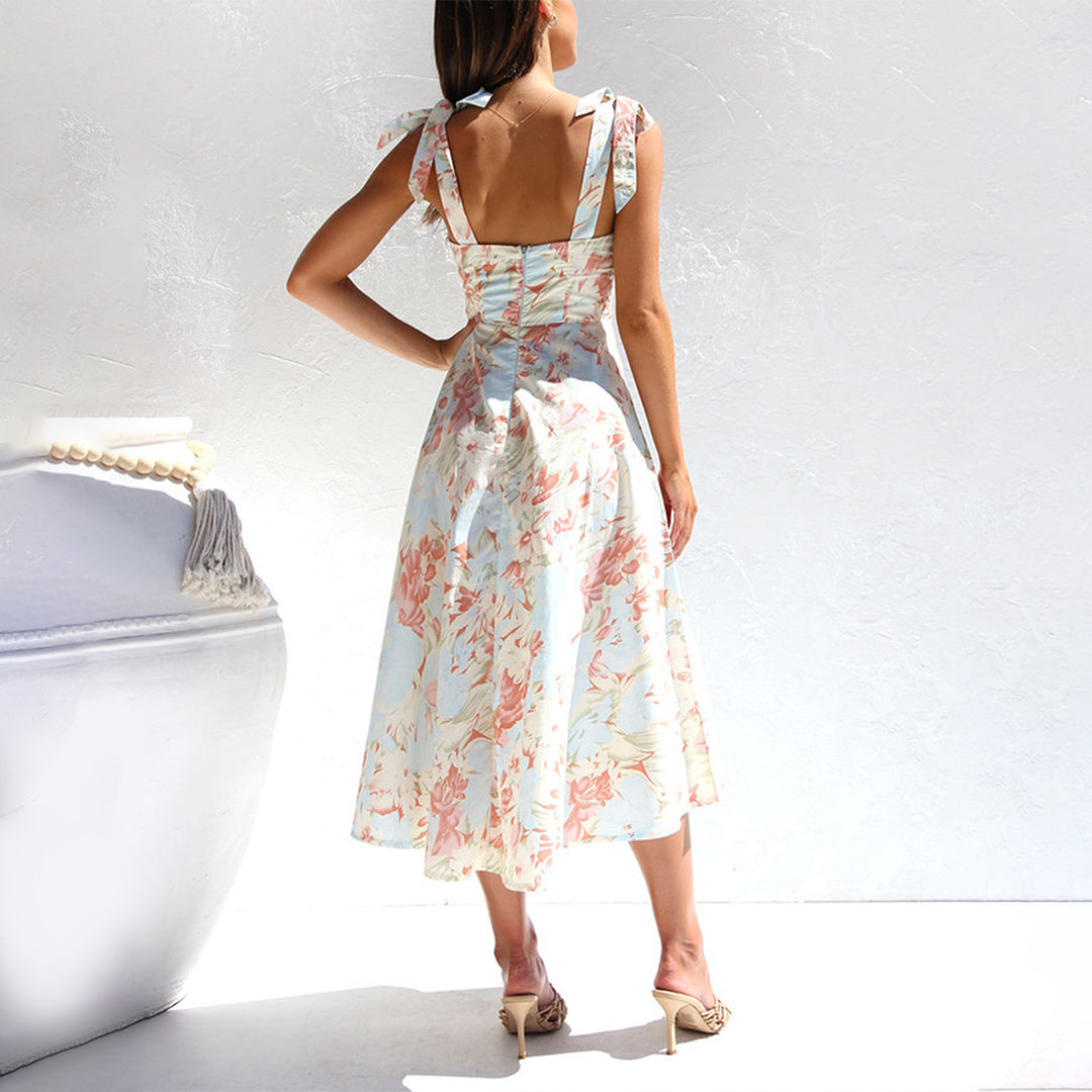 Robe mi-longue à fleurs - Robin - Little Paris