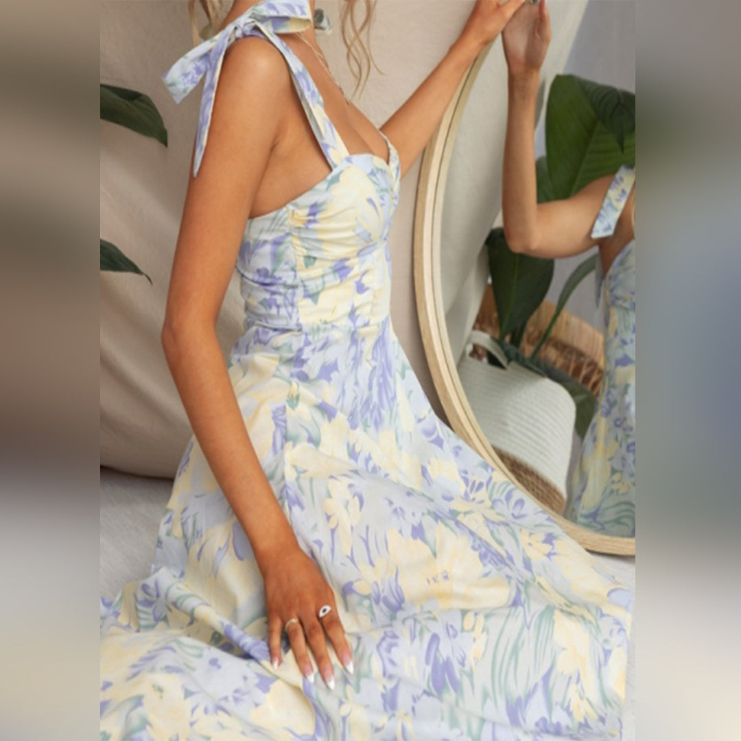 Robe mi-longue à fleurs - Robin - Little Paris