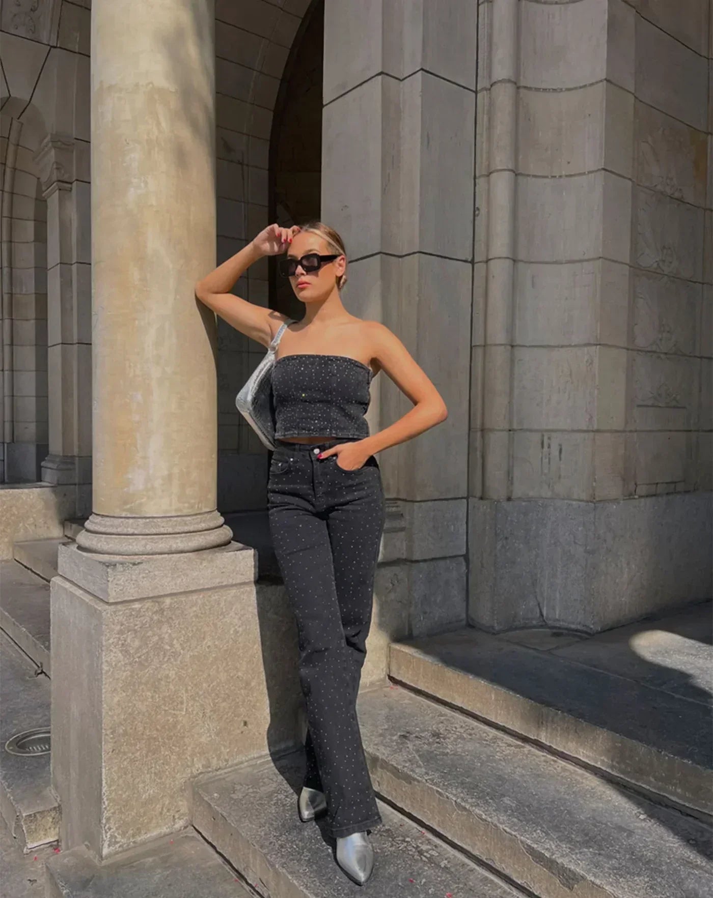 Pantalon Jean pailleté pour femmes - Pelly - Little Paris