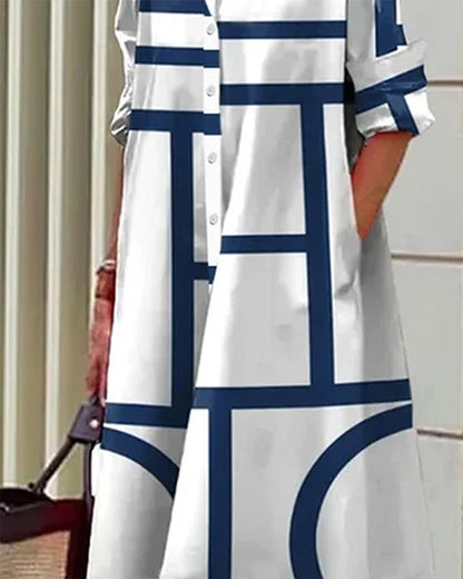 Robe à motifs géométriques avec poches intégrées - Estelle - Little Paris