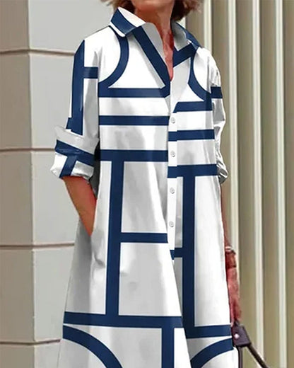 Robe à motifs géométriques avec poches intégrées - Estelle - Little Paris