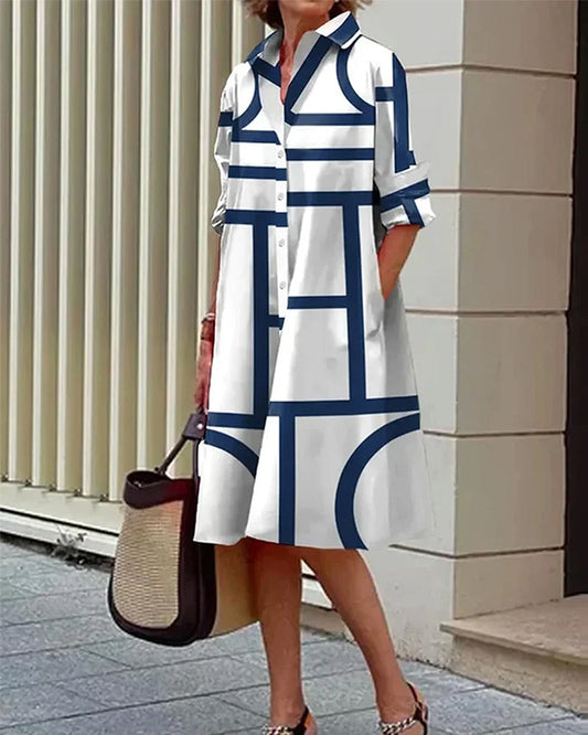Robe à motifs géométriques avec poches intégrées - Estelle - Little Paris