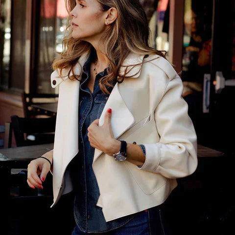 Veste en cuir rétro élégante - Oufilla