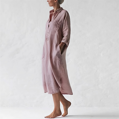 Robe Midi Ample en Lin – Soeri - Little Paris