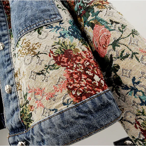 Veste en jean à imprimé floral - Sabine - Little Paris