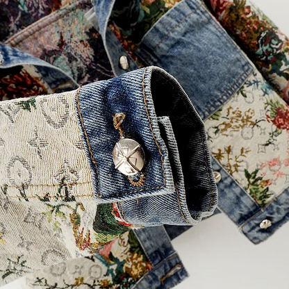 Veste en jean à imprimé floral - Sabine - Little Paris