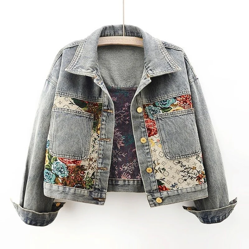 Veste en jean à imprimé floral - Sabine - Little Paris