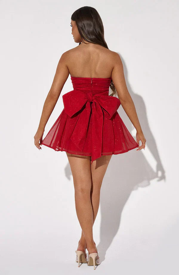 Robe festive à sequins et nœud imposant - Aliza - Little Paris