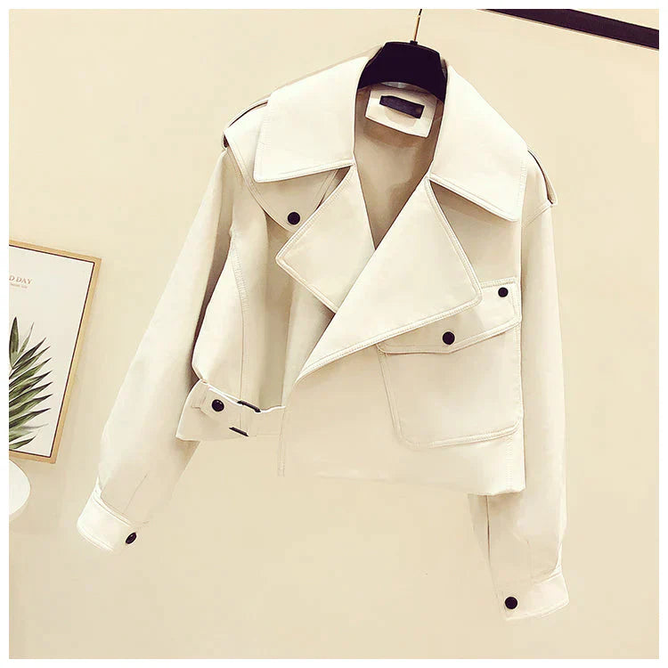 Veste en cuir rétro élégante - Oufilla