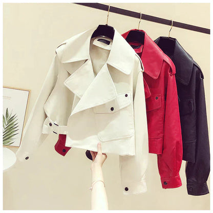 Veste en cuir rétro élégante - Oufilla