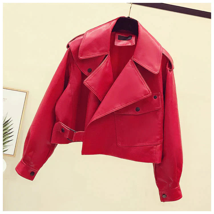 Veste en cuir rétro élégante - Oufilla