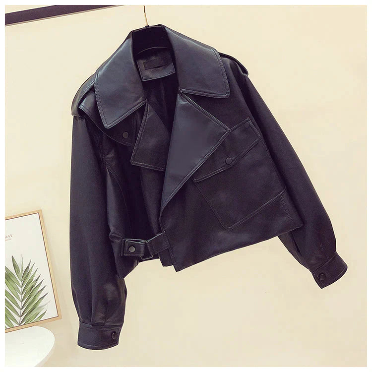 Veste en cuir rétro élégante - Oufilla