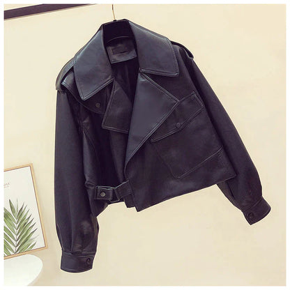 Veste en cuir rétro élégante - Oufilla