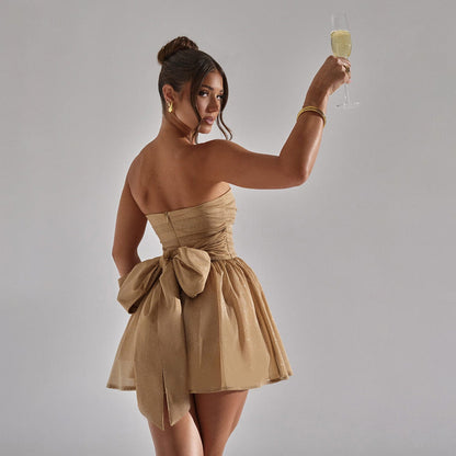 Robe festive à sequins et nœud imposant - Aliza - Little Paris