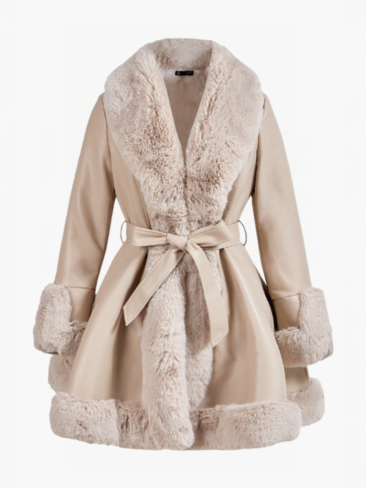 Manteau long en suédine bordé de fausse fourrure - Evelin - Little Paris