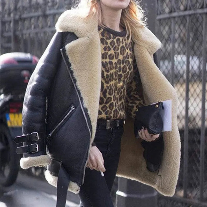 Manteau Veste en cuir avec boucle - Britt - Little Paris