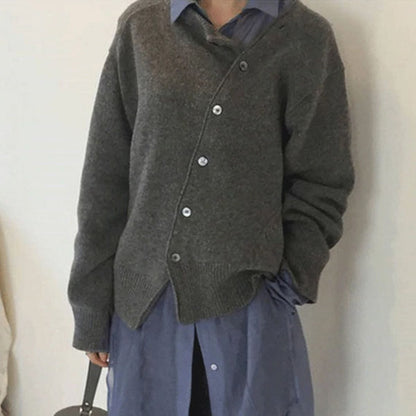 Cardigan asymétrique boutonné en maille fine - Livian - Little Paris