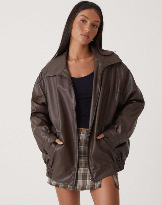 Manteau Veste en cuir oversize  - Jill - Little Paris