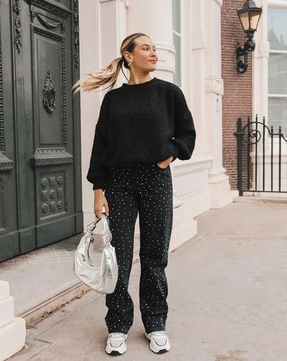 Pantalon Jean pailleté pour femmes - Pelly - Little Paris